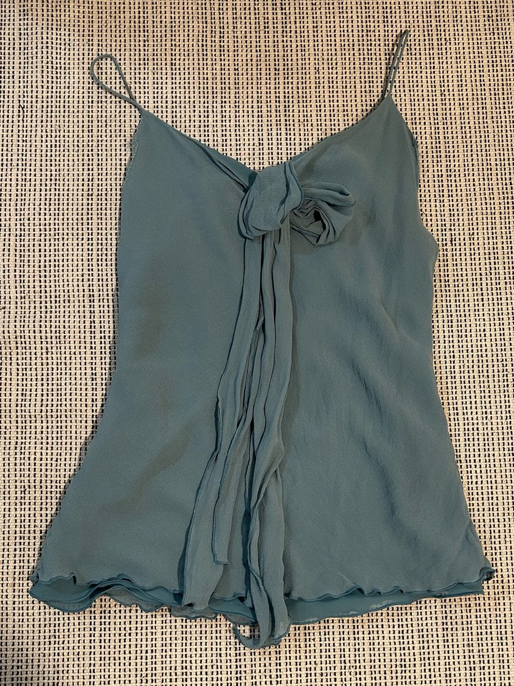 Jacob Teal Spaghetti-Strap Tie-Front Camisole
